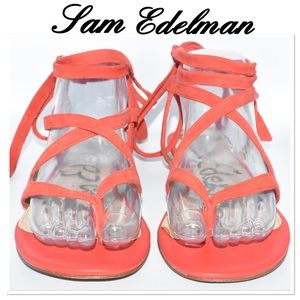 Sam Edelman Davina Red Orange Strappy Sandals 8M